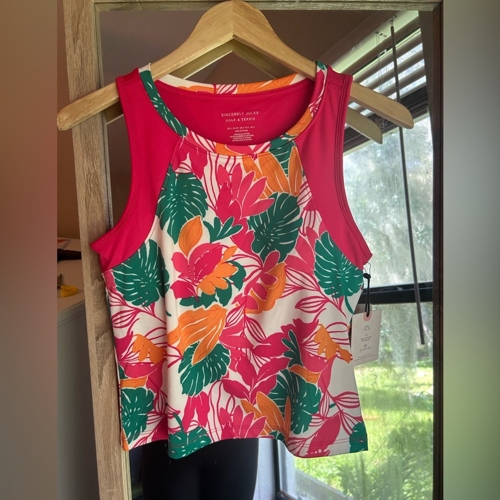 Sincerely Jules Golf & Tennis Floral Tank Top Shirt Size Small UPF 50 - Picture 1 of 5